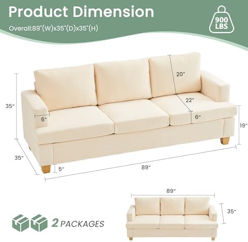 YOUDENOVA Sofa, 3 Piece Set Comfy Sofa, 2 Loveseat & 3 Seater Couch - Image 3