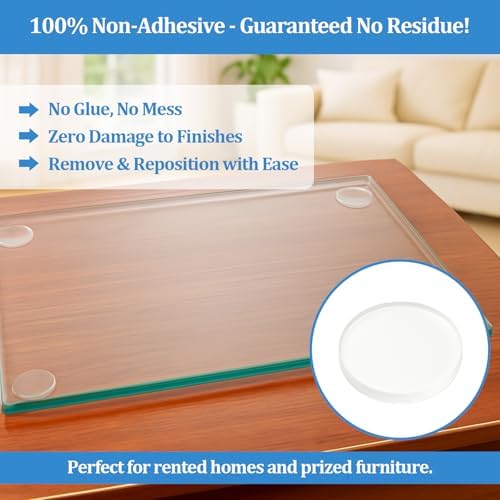 Clear Glass Table Top Pads Two Sizes Non-Adhesive Silicone Rubber Bumpers - Image 4