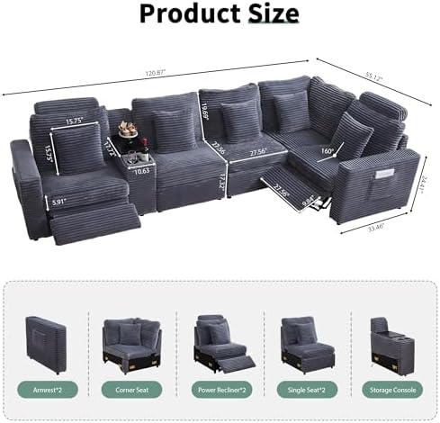 RARZOE Oversized Modular Sectional Sofa, 5-Seater L-Shaped - Image 2