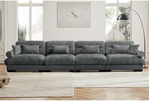 166" Modular Sectional Sofa, Velvet Upholstered Couches - Image 4