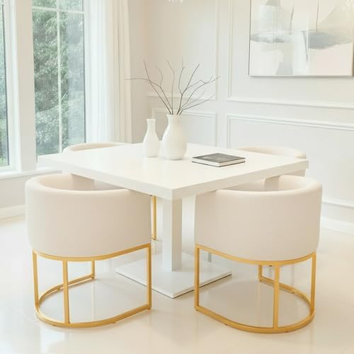 HNY Mid Century Modern Upholstered Barrel Dining Chairs - Image 3