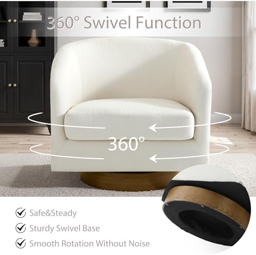 Pia Ricco Set of 2 Velvet 360° Swivel Barrel Accent Chair Ivory - Image 5