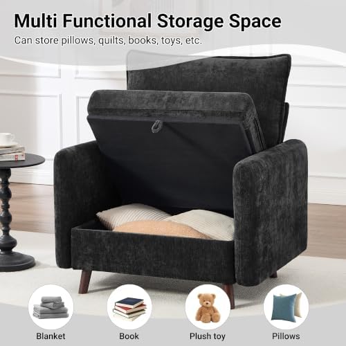 Oversized Accent Chair with Storage, Chenille Comfy Living Room Chairs with 2 - Image 3