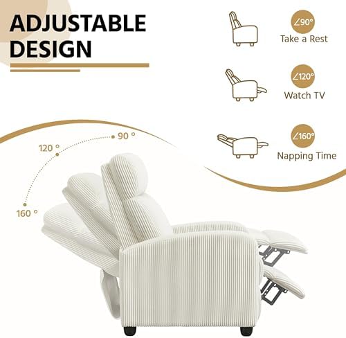 Yaheetech Recliner Chair with 3 Adjustable Angles Living Room Chairs Beige - Image 4