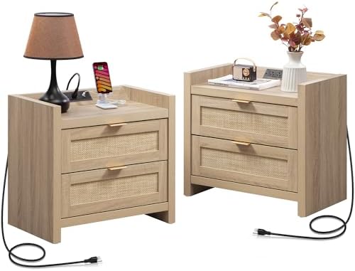 SICOTAS Rattan Nightstand Set of 2 by SICOTAS
