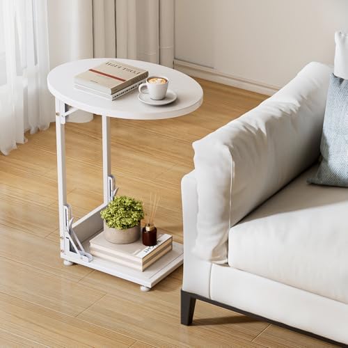 Elbourn Folding Side Table End Couch Tables, C-Shaped TV Stand - Image 2