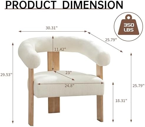 VKNOW Barrel Accent Chair, Vanity Chair - Image 2