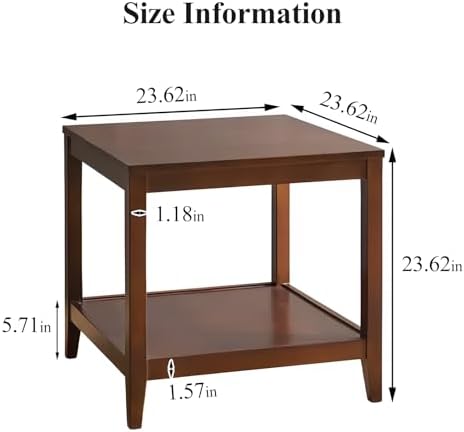 Side Table, Solid Wood Square End Table - Image 2