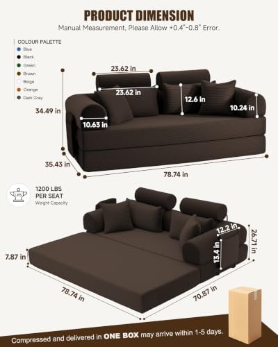 79" Convertible Sofa Bed with High Back, Boneless Couch - Image 2