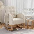 GarveeHome Nursery Rocking Chair, Teddy Fleece Upholstery, Sturdy Wooden Legs & by GarveeHome