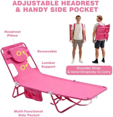 SUNNYFEEL Lay Flat Tanning Chair, Face Down Lounger, 5-Position Reclining - Image 6