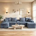 127" U Shaped Cloud Couch Modular Sectional Sofa, Comfy Fluffy Corduroy Grey by Flyida