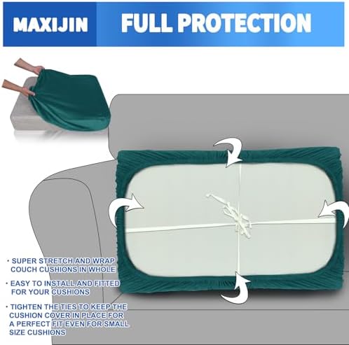 MAXIJIN Velvet Stretch Couch Cushion Covers Soft Sofa Cushion Cover Replacement - Image 4