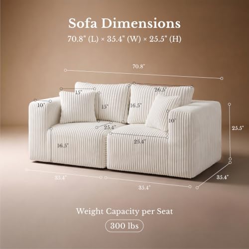 Maywish Modular Boneless Couch 70 Inch, Sectional Loveseat - Image 2