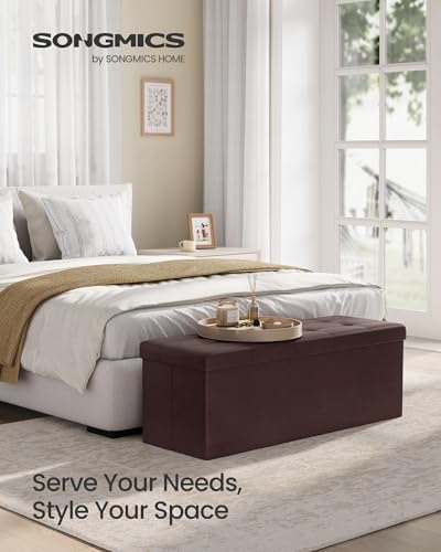 SONGMICS Storage Ottoman Bench, 43.3 Inches Folding Foot Rest Stool - Image 3