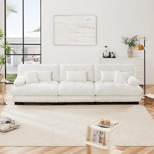 Modular Sectional Sofa for Living Room, 3 Seater White Large Sectional Couches by Wunlerlant