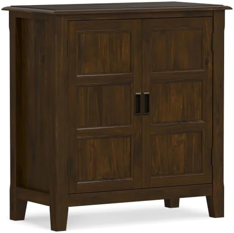 SIMPLIHOME Burlington 30" Wide Solid Wood Cabinet in Mahogany Brown by SimpliHome