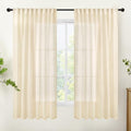 YoungsTex Linen Semi Sheer Curtains 63 Inch Length Cream Beige Drapes by YoungsTex