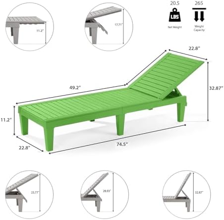 Nestl Patio Lounge Chair Outdoor, Sun Tanning Chair, Chaise Lounge Outdoor - Image 3