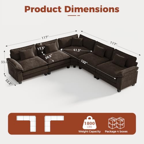 CDCASA 117" Oversized Modular Sectional Sofa - Image 2