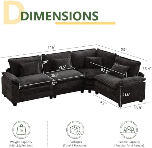 Oversized Modular Sectional Sofa Set, Convertible Deep Seat Cloud Couch - Image 2