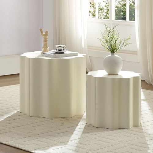 JUSTONE Set of 2 Round Coffee Tables, Modern Minimalist Accent End Tables - Image 7