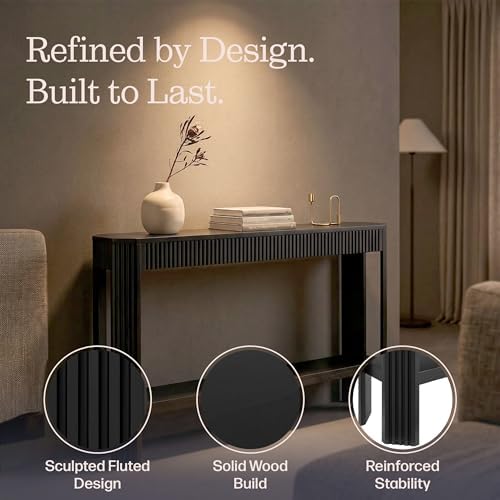 Alaterre Furniture Fluted Solid Wood Console Table, 56”x12”x32” - Image 3