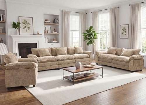 Oprisen 3 Pieces Cloud Couch Set, Upholstered Comfy Modular Sectional Sofa Deep - Image 2
