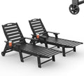HDPE Outdoor Chaise Lounge Chair Set of 2, 77.8" Extended Length Patio Lounge by Suunyn