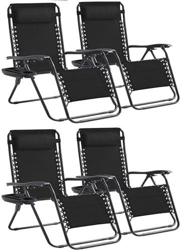 Zero Gravity Chair Set of 4 Oversized Folding Recliner, Padded Anti Gravity by Unknown