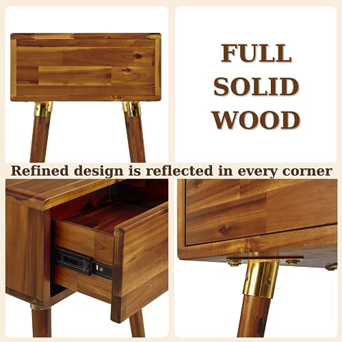 Bme Caden Solid Wood Nightstand/Side Table/End Table, Fully Assembled, - Image 5