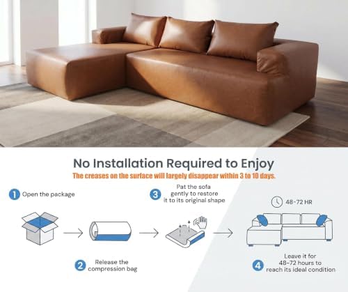 FUTUREHOPE 96" L-Shaped Sectional Leather Couch - Image 4