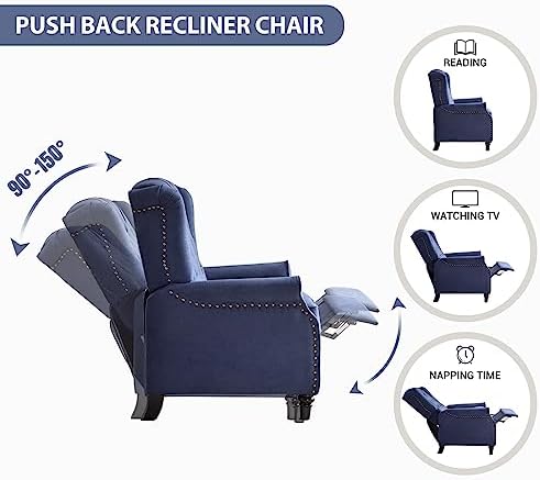 EBELLO 2 Pcs Pushback Recliner Chairs, Fabric Armchair Push Back Recliner - Image 5