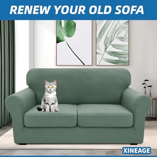 XINEAGE 3-Piece Stretch Loveseat Sofa Cover, Washable Couch Covers - Image 4