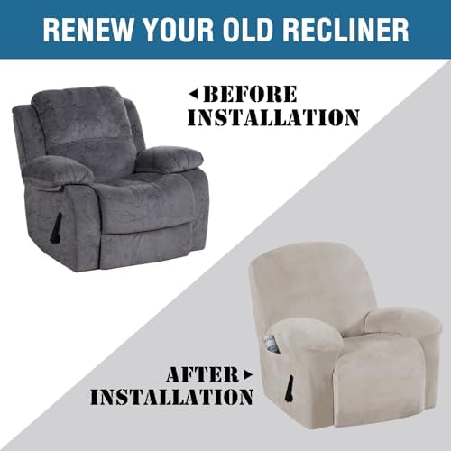 H.VERSAILTEX Velvet Recliner Chair Covers 1-Piece - Image 7