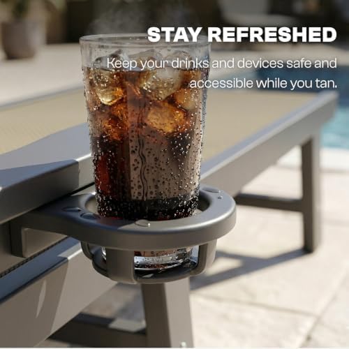 Outdoor HDPE Chaise Lounge Chair, Textilene Pool Lounger - Image 7