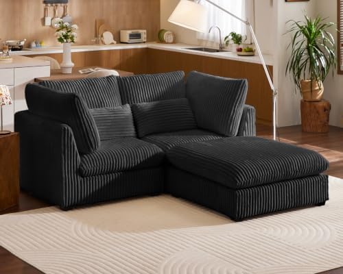 77" Oversized Corduroy Modular Sectional Sofa Couches by CHICHOUSE