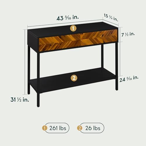 Bme Vivian Console Table with 2 Drawers, Acacia Wood, Rustic Golden Brown - Image 2