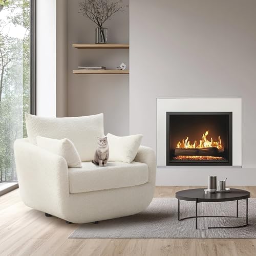 360° Swivel Accent Armchair, 39.3" Oversized, Cream White - Image 7