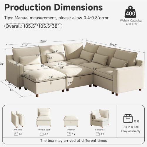 Ihanherry 134" Oversized Modular Sectional Sofa - Image 2