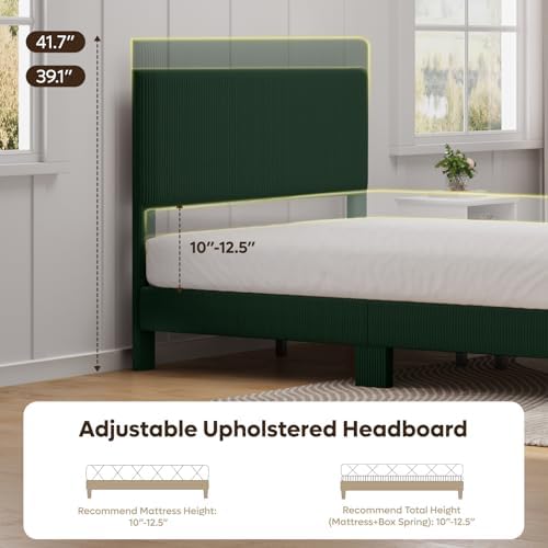 Bestier Full Bed Frame with Adjustable Headboard, LED Light - Image 4