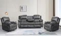 Betsy Furniture Grey Leather 3+1+1 Loveseat Sofa Set by BetsyFurniture