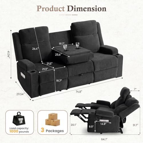 Loveseat Recliner Sofa, RV Loveseat Reclining Couch - Image 2