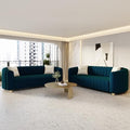 2-Piece Blue Velvet Tufted Sofa Set by yunqishiHOME