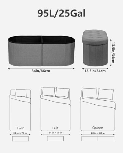 AmasSmile Oval Ottoman Storage Bench - Image 3