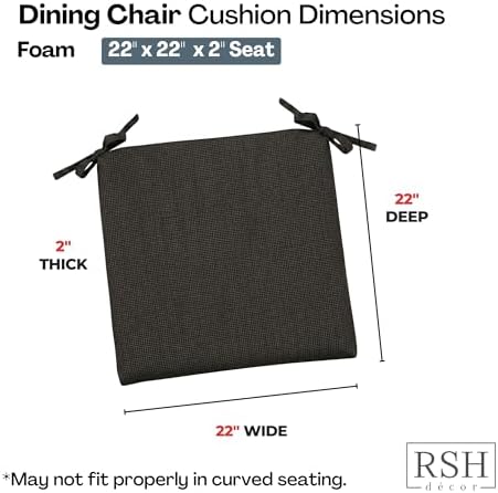 RSH DECOR: Sunbrella Foam Chair Cushions Set of 2 | 22" x 22" x 2" | - Image 3