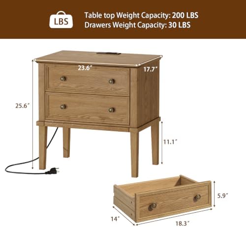 IKENO Solid Wood Nightstand - Image 2