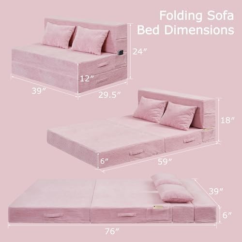 Folding Sofa Bed, Convertible Sleeper Chair Bed, Floor Sofa - Image 2
