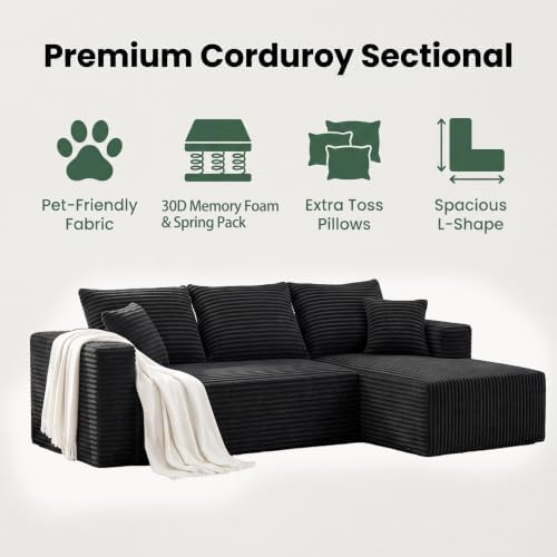 92.5" Boneless Couch, Right Facing Sectional Sofa - Image 4