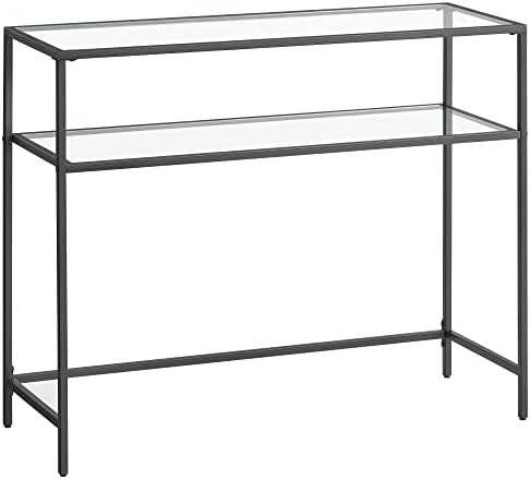 VASAGLE 39.4 Inchs Console Sofa Table, Tempered Glass, 2 Shelves by VASAGLEbySONGMICSHOME